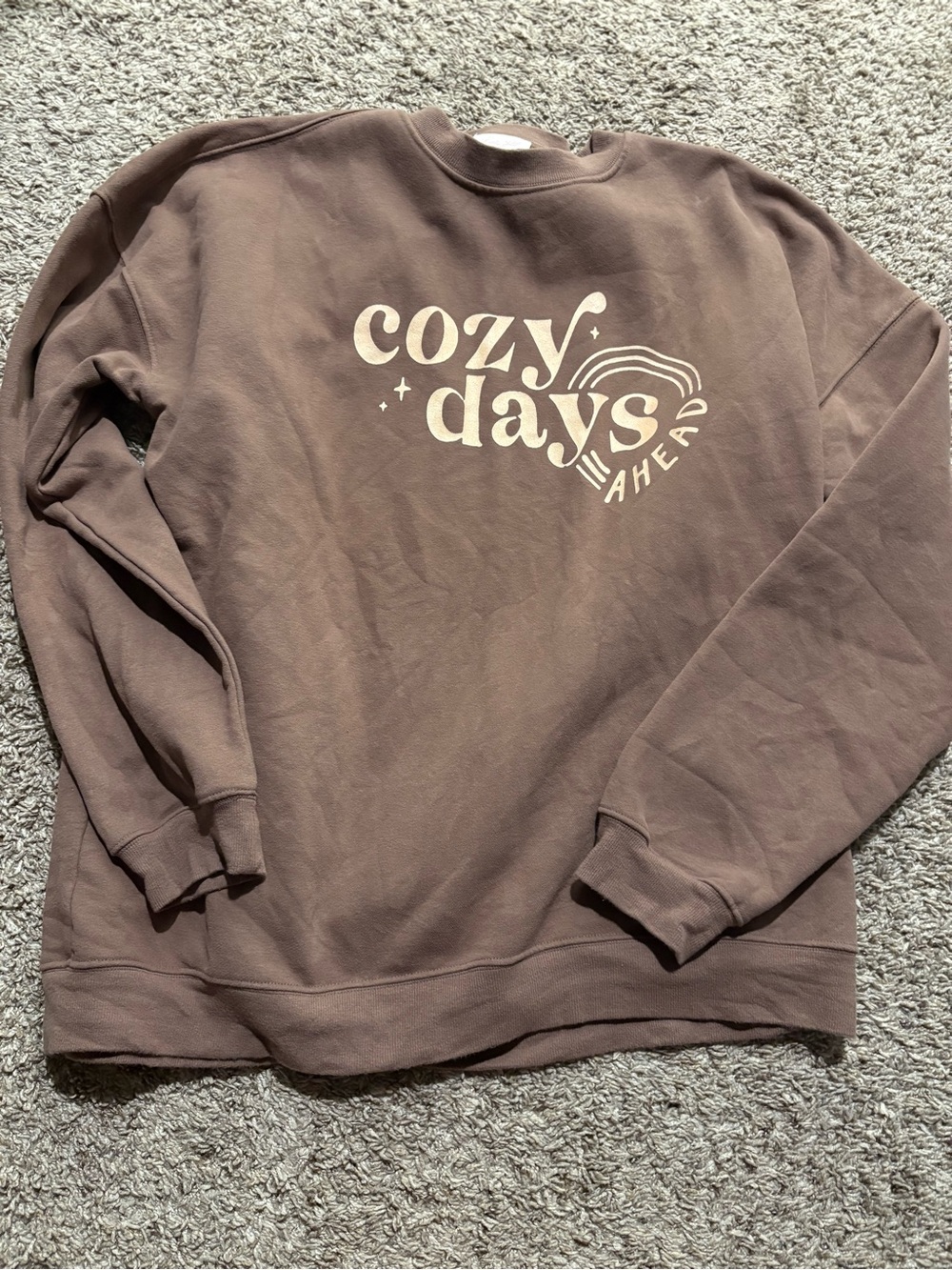 Pink Lilly Cozy Days Ahead Crewneck Sweatshirt - Brown